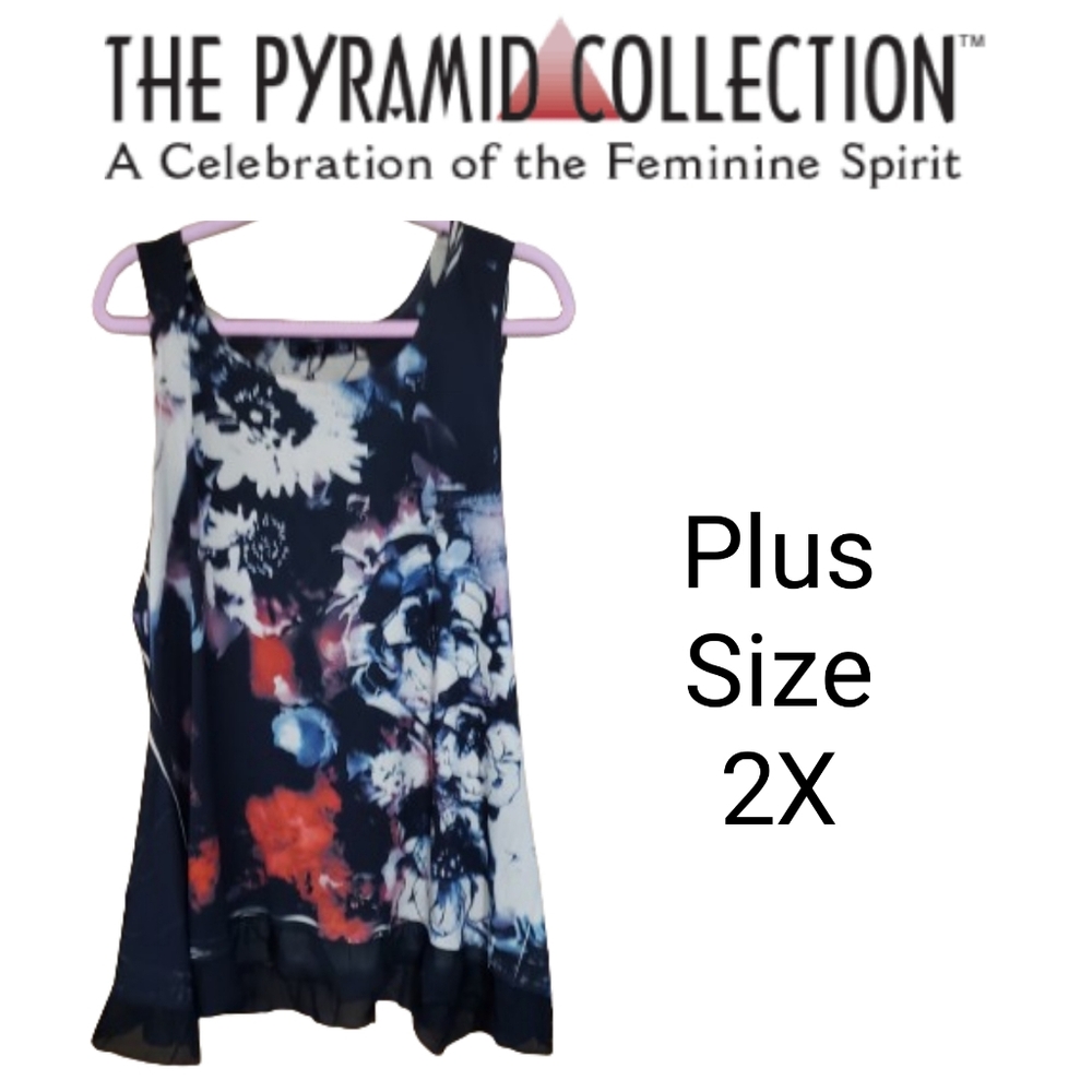 The Pyramid Collection Floral Tank Top Plus Size 2X